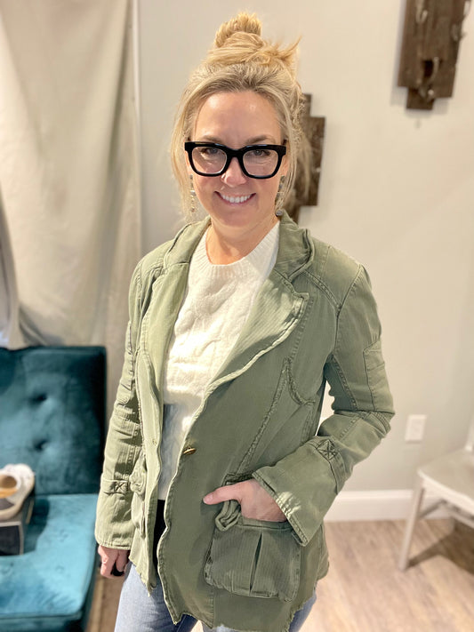 Free People Harlow Army Green Blazer