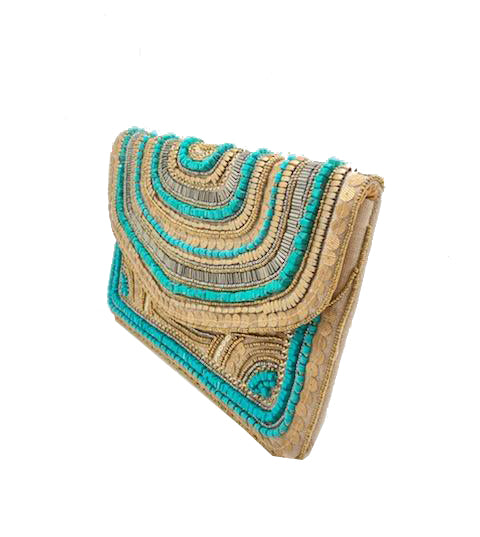 Golden Turquoise Clutch Handbag
