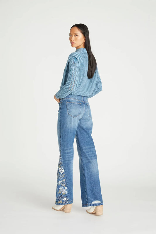 Driftwood Chloe Wide Bluebell Flower Jeans