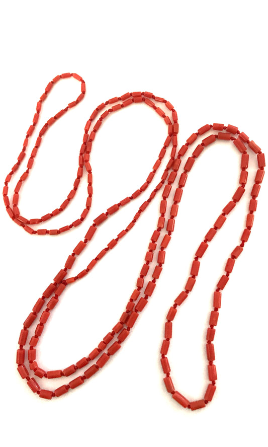 Long Delicate Coral Necklace