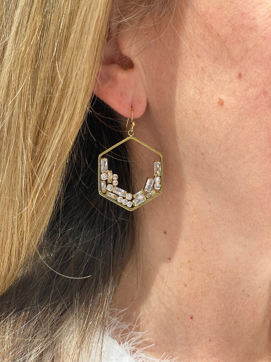 Hexagon Crystal Earring