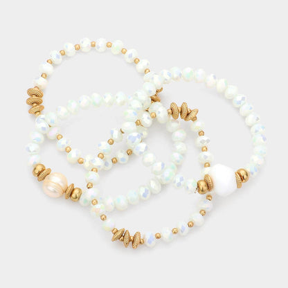 Luxe Freshwater Pearl and Crystal Bracelet Set