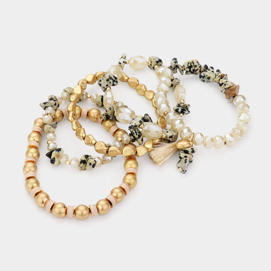 Stacked Black & White Bracelet Set