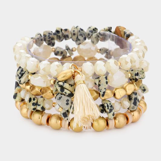 Stacked Black & White Bracelet Set
