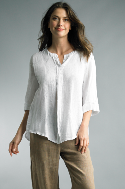 Tempo Paris Relaxed V Neck Linen Top