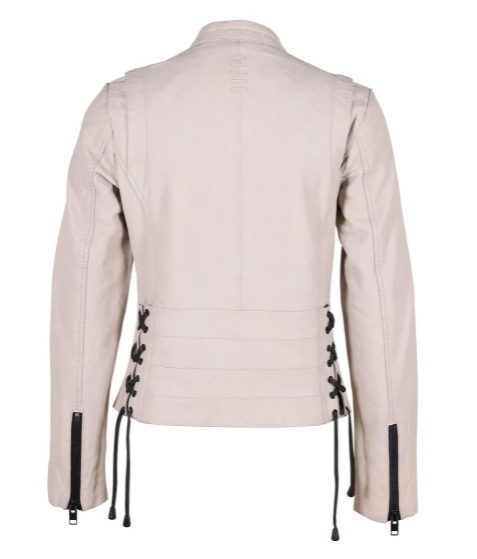 Yara Tailored Off White Leather Jacket at Leaf Boutique