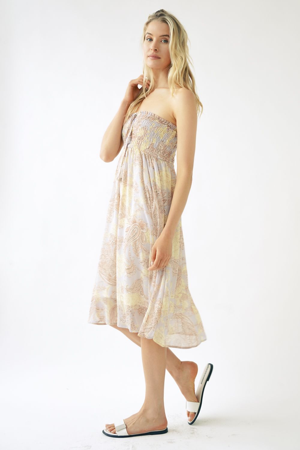 Mystree Printed Smocked Top Skirt/Dress - Large