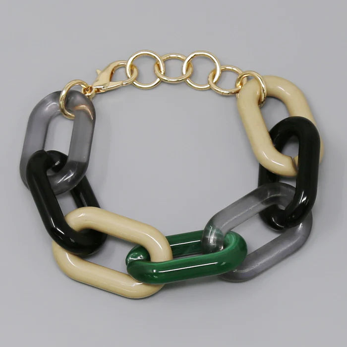 Multi Color Chunky Acetate Link Bracelet