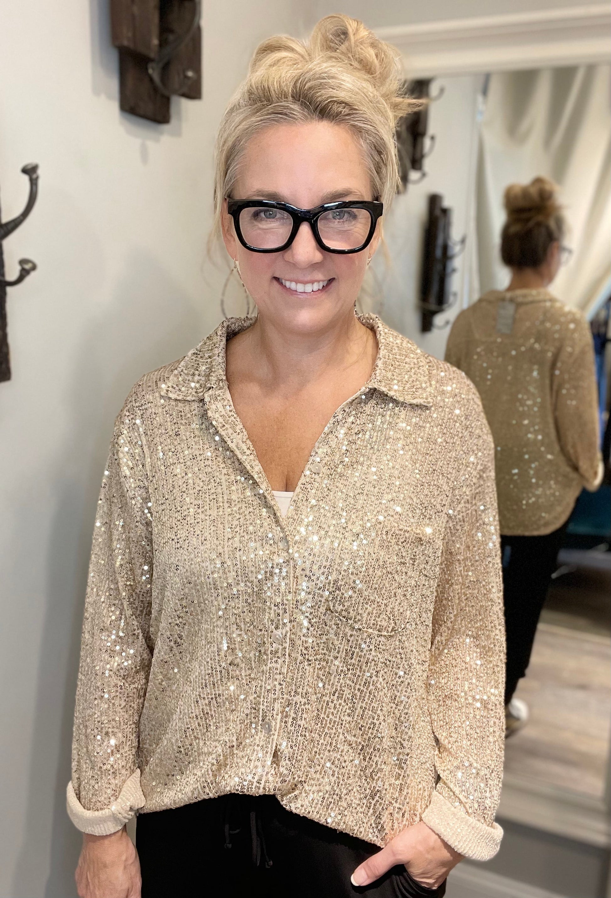 POL Sequin Fun Top at Leaf Boutique