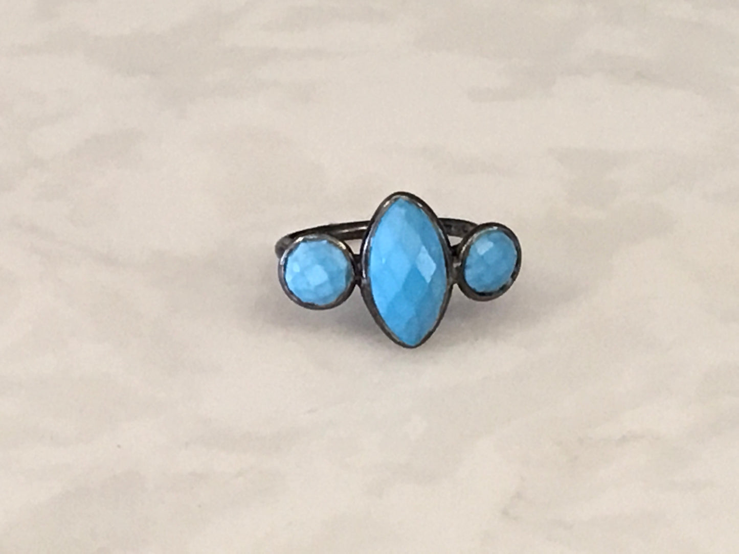 Semiprecious 3-Stone Adjustable Ring in Sterling Silver