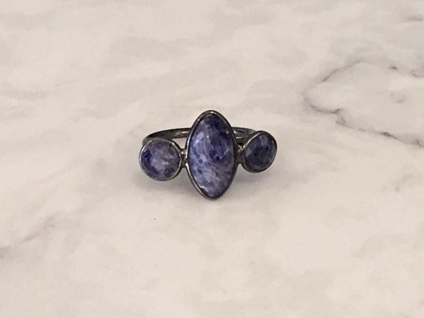 Semiprecious 3-Stone Adjustable Ring in Sterling Silver