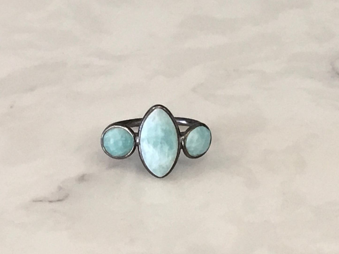 Semiprecious 3-Stone Adjustable Ring in Sterling Silver