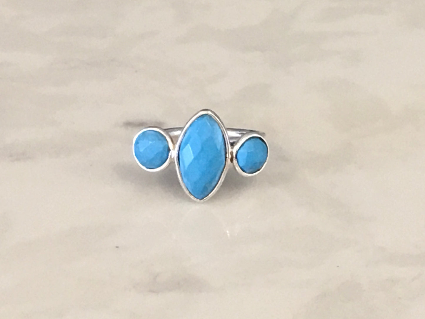 Semiprecious 3-Stone Adjustable Ring in Sterling Silver