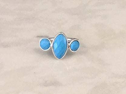 Semiprecious 3-Stone Adjustable Ring in Sterling Silver